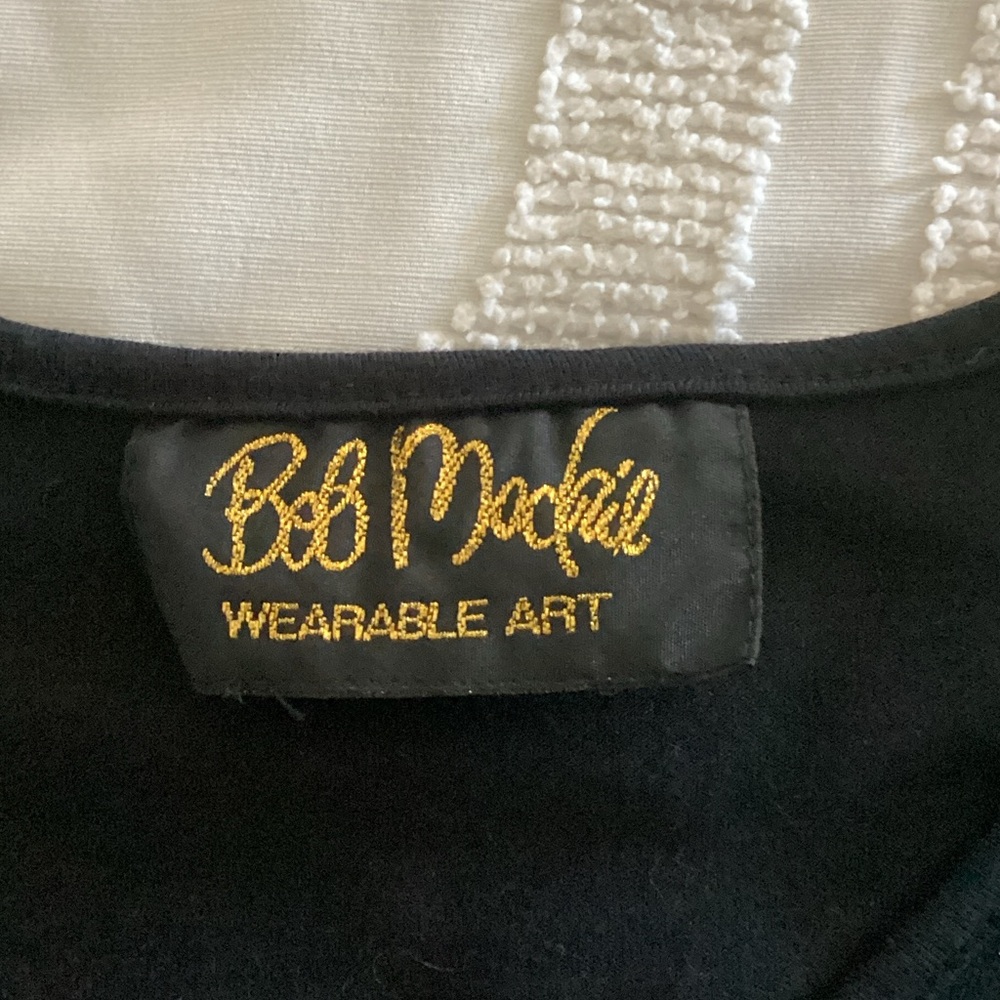 Bob Mackie Black Tunic with Teal, Blue and Lime Embroidery - Picture 3 of 3